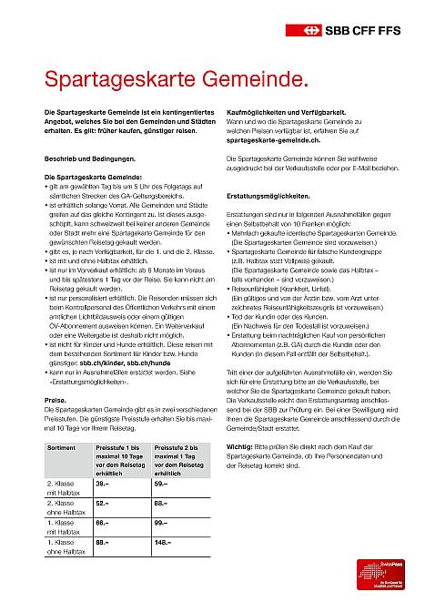 Factsheet Spartageskarte Gemeinde